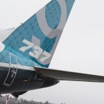 The tail of a Boeing Co. 737 Max 9