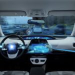 futuristic image of autonomous car; robocar
