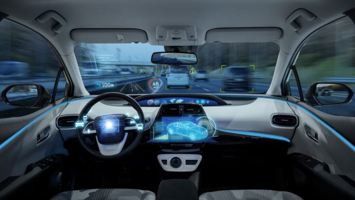 futuristic image of autonomous car; robocar