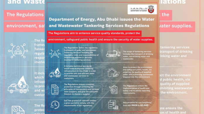 Abu Dhabi Department of Energy issues Tankering Regulations for water tanker and wastewater services