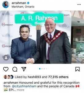 Canada Names A Street After Indian Music Maestro A.R Rahman  